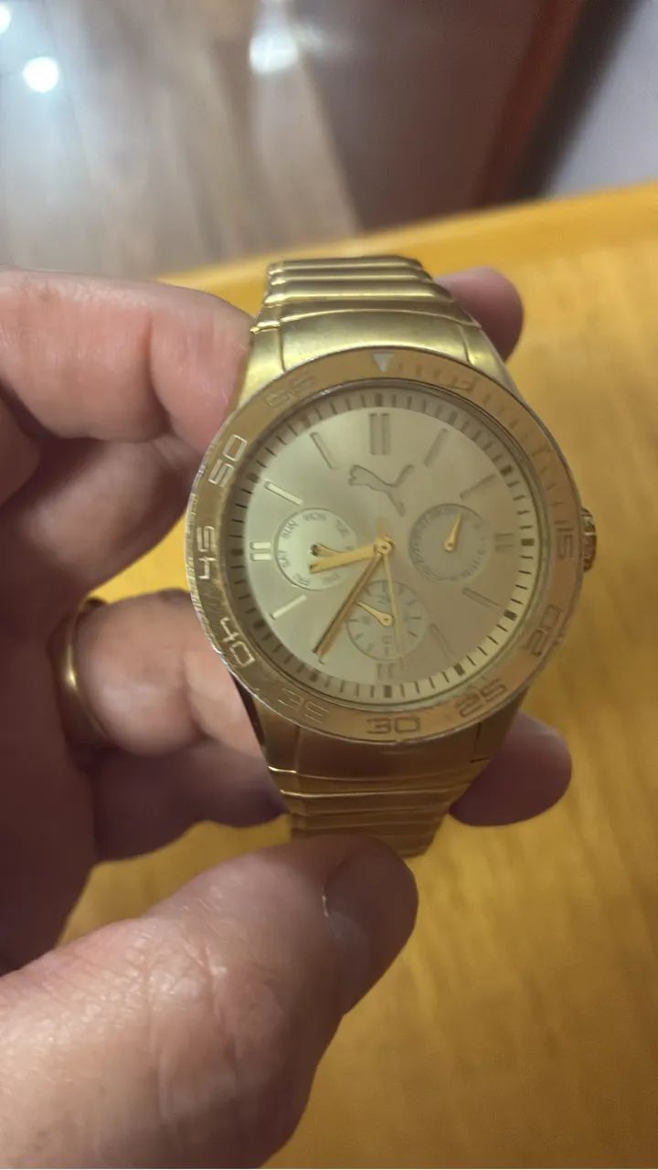 Relógio PUMA - Original  - 102822 dourado multifunçã