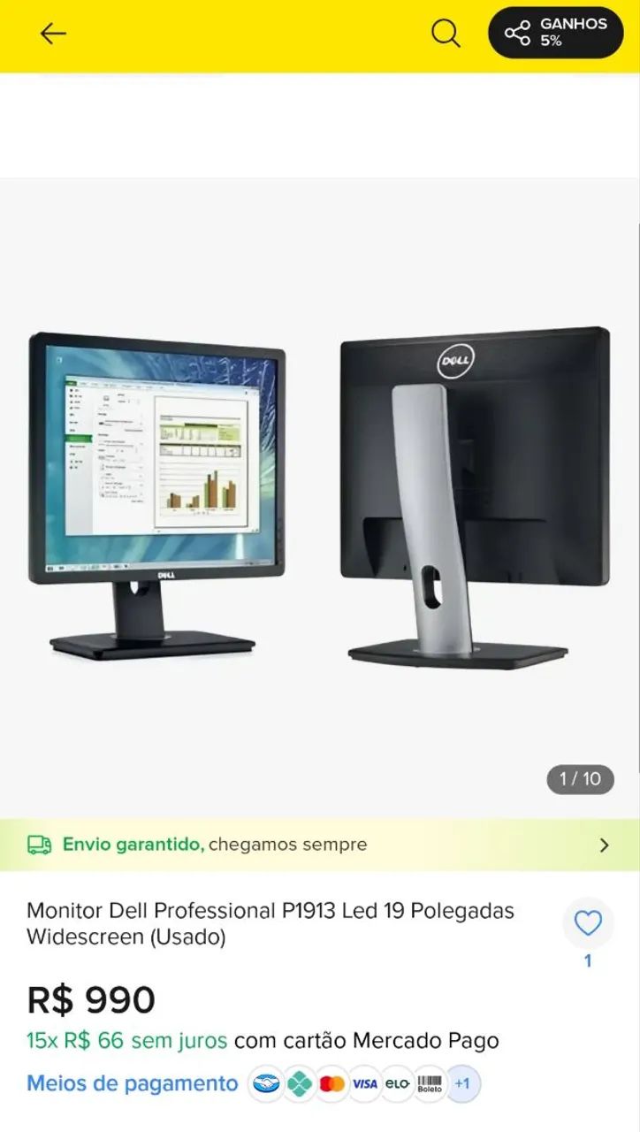 Monitor Dell p1913sb de 19 Polegada