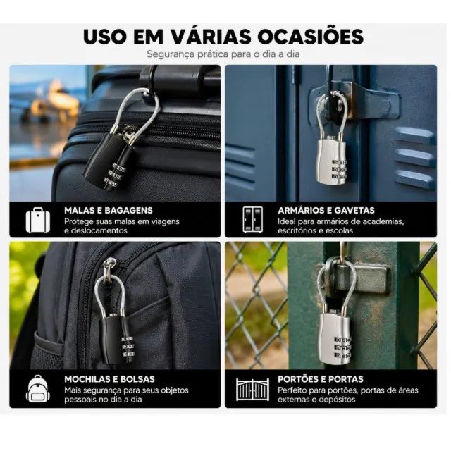 Cadeado Com Senha E Cabo De Aço Flexível - Foto 5