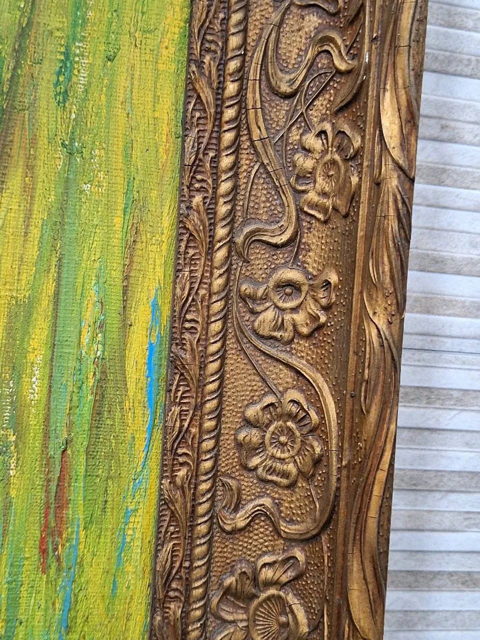 Antigo quadro Pierrot em pintura a óleo com moldura ornamentada - Foto 4