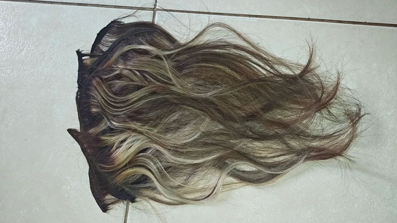Cabelo 100% humano loiro perolado 40 cm - Foto 3