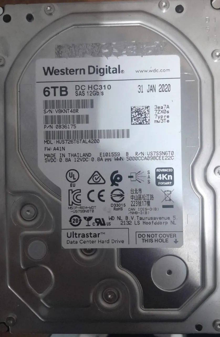  Hd western digital 06TB pn: 03b6175