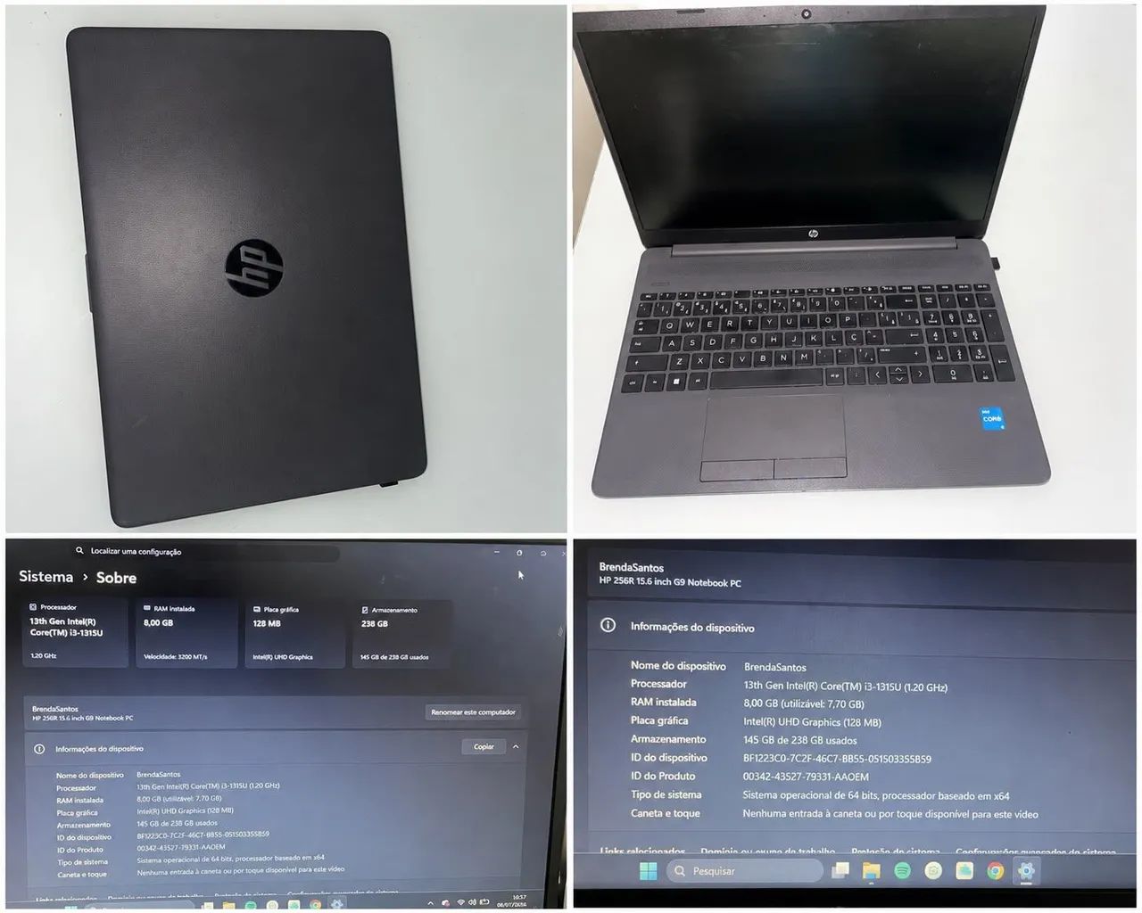 Notebook HP menos de 1 ano uso 
