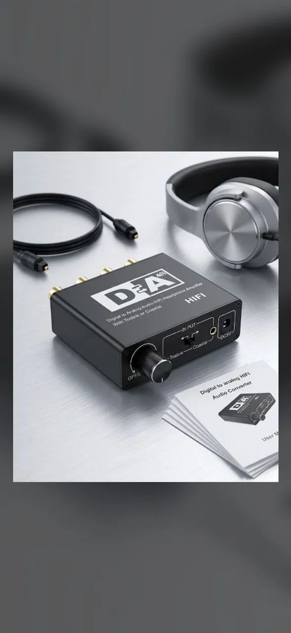 Conversor de Áudio Digital para Analógico DAC HiFi com Amplificador de Fone