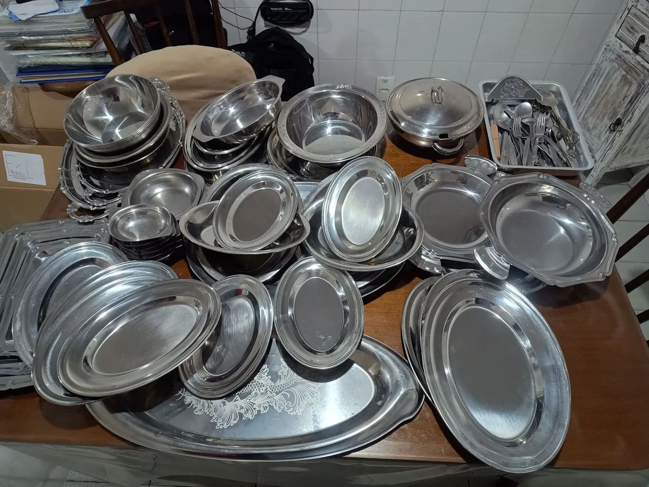 Louças inox 80 itens - Antigos, Tramontina, Gasola, Elmo, Silverplate