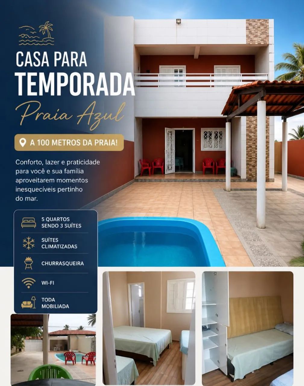 Refúgio em praia azul