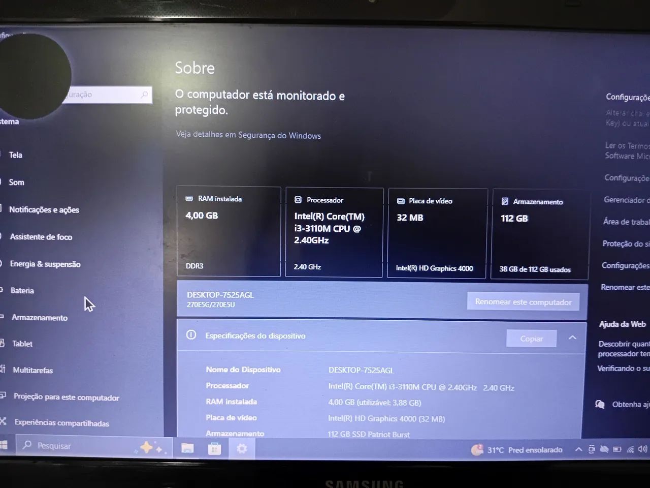 SAMSUNG NP270E5G INTEL CORE I3 - Foto 5