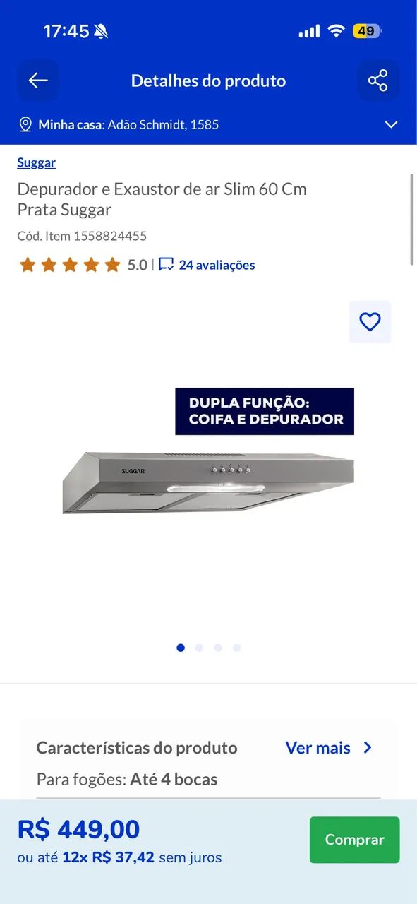 Depurador e exaustor de ar slim 60cm prata Suggar - Foto 2