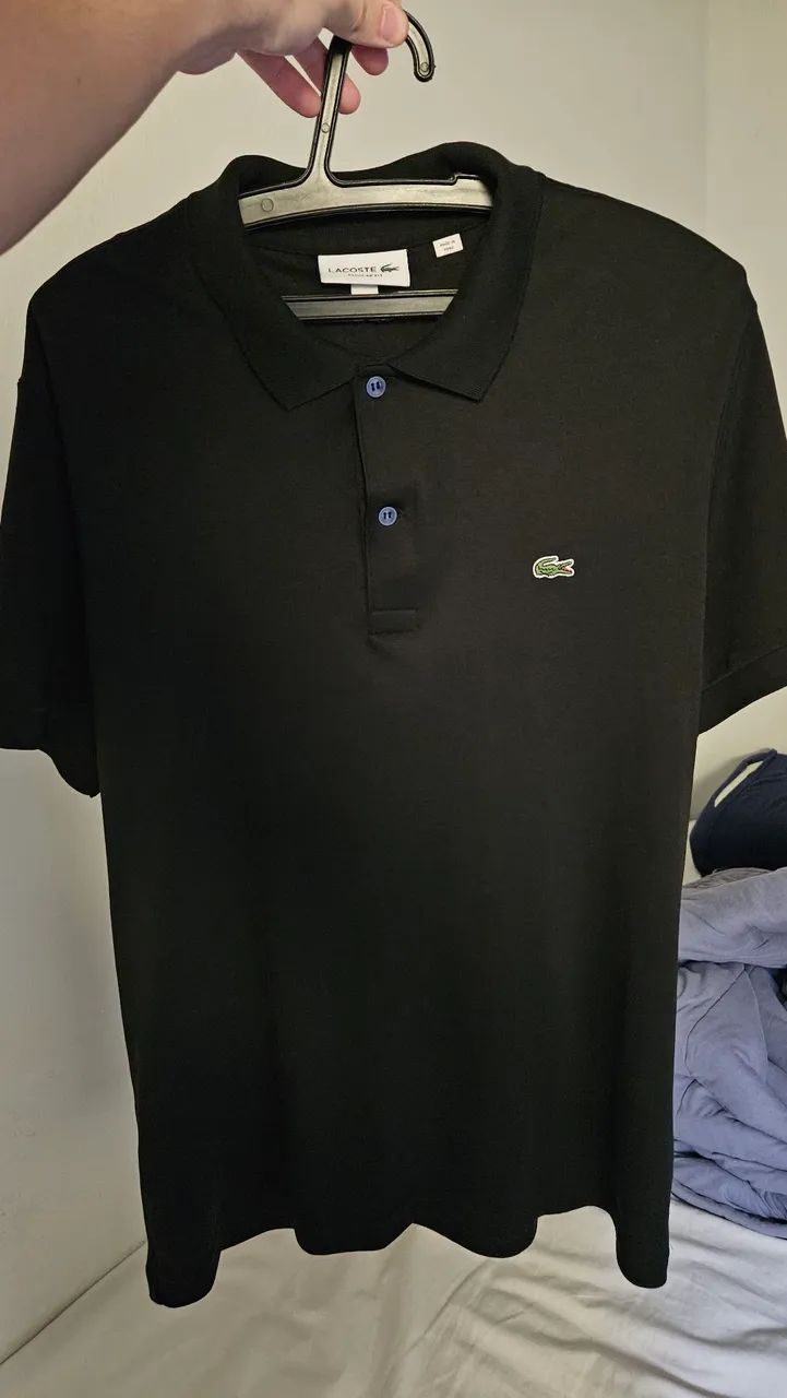 Polo Lacoste Preta Algodão Pima 