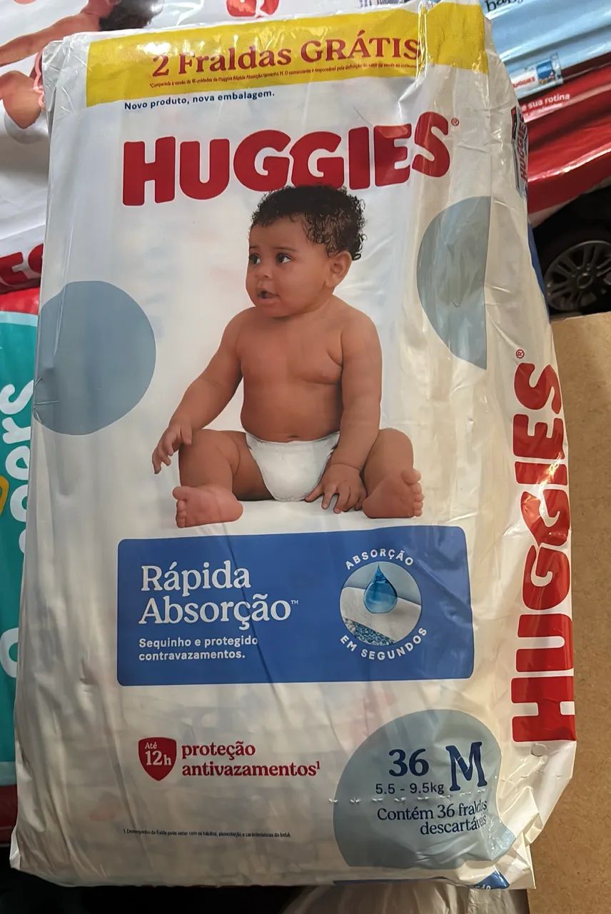 Fralda Huggies Rápida Absorção - M- 36 unidades 