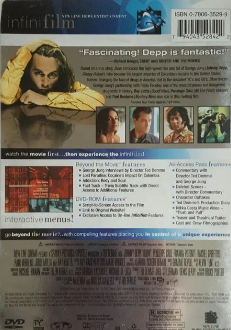 DVD Filme Blow com Jhonny Depp e Penélope Cruz Original Importado  - Foto 2