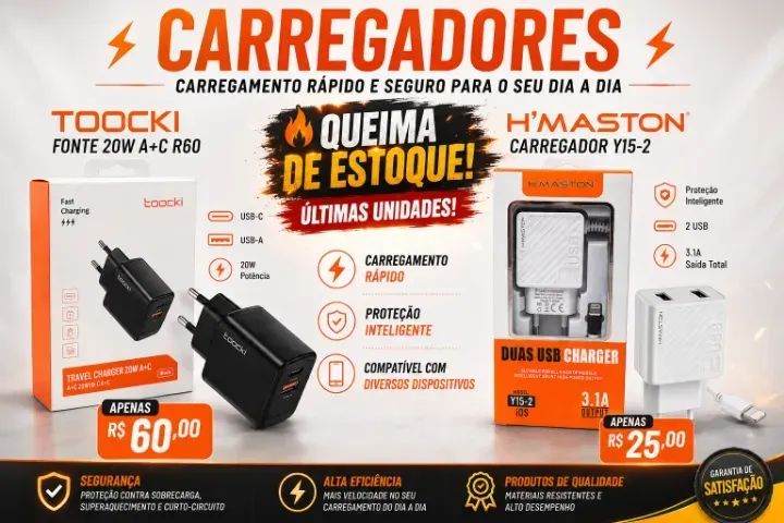 Carregador e Fonte Iphone e Android