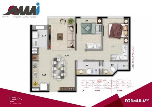 Icon - apartamento com 02 quartos sendo 01 suíte em bc - Foto 11