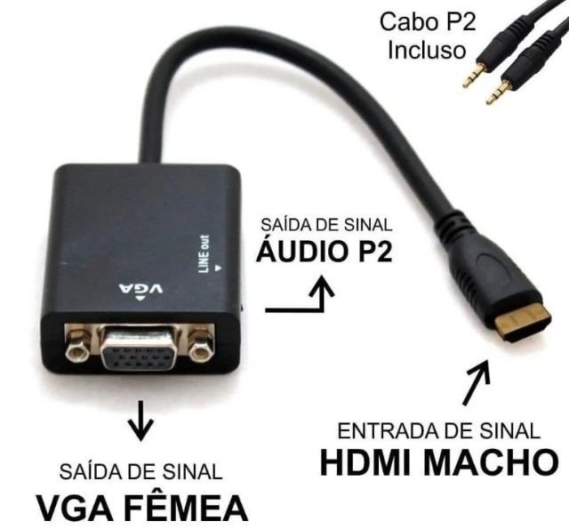 COD-CP417 Cabo Conversor Hdmi P/ Vga Fêmea C/ Áudio   Arduino Automação  - Foto 4