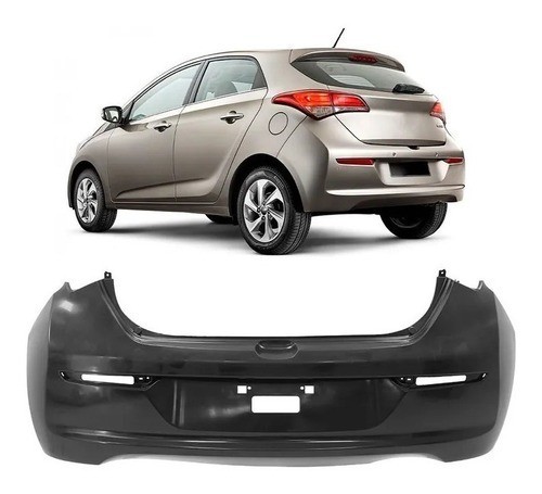 Parachoque Traseiro Hyundai HB20 2016 à 2019 - Preto Liso - Original 