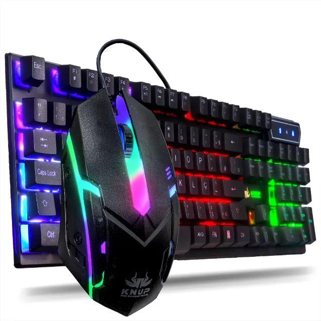 Kit Teclado E Mouse Gamer Com Luzes Led Rgb Computador Notebook PC - Foto 3