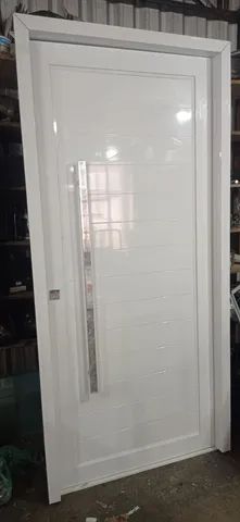 Porta de entrada alumínio lambril, linha suprema 25, dobradiça e pivotante  - Foto 6