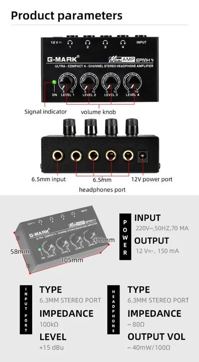 Amplificador de Fones de Ouvido 4 Canais G-Mark - Foto 4