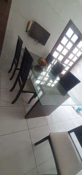 Tampo de vidro da Mesa de Jantar de Vidro com 6 Cadeiras - Foto 5
