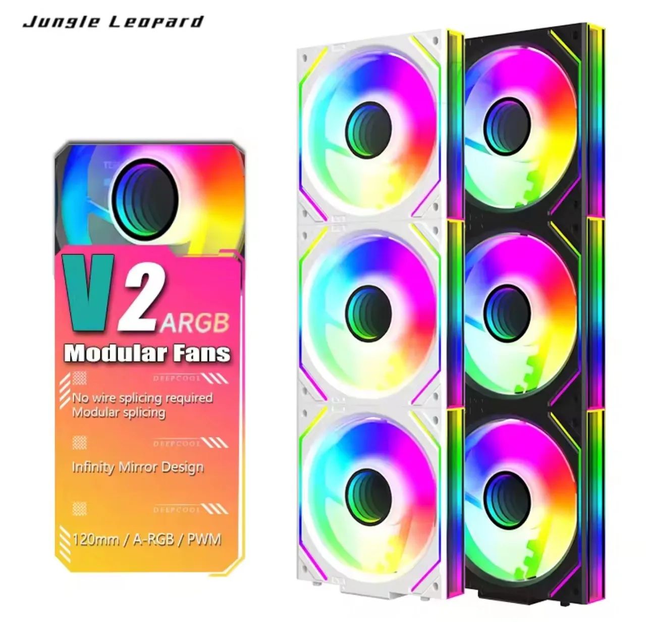 (Lacrado) Kit 3 Fans modelo Uni-Fan Jungle Leopard V2 Interstellar pretas fluxo reverso