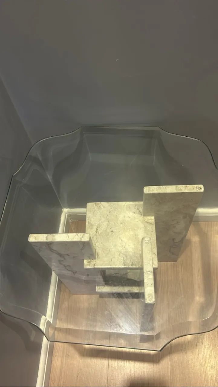 Mesa de Canto em Mármore com Vidro Temperado - Foto 2