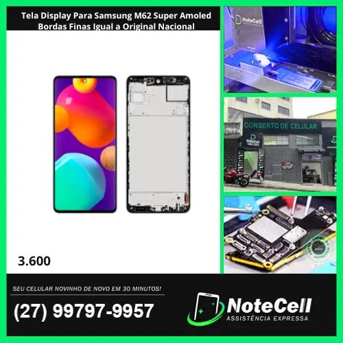 Tela Display Para Samsung M62 Super Amoled Bordas Finas Igual a Original Nacional