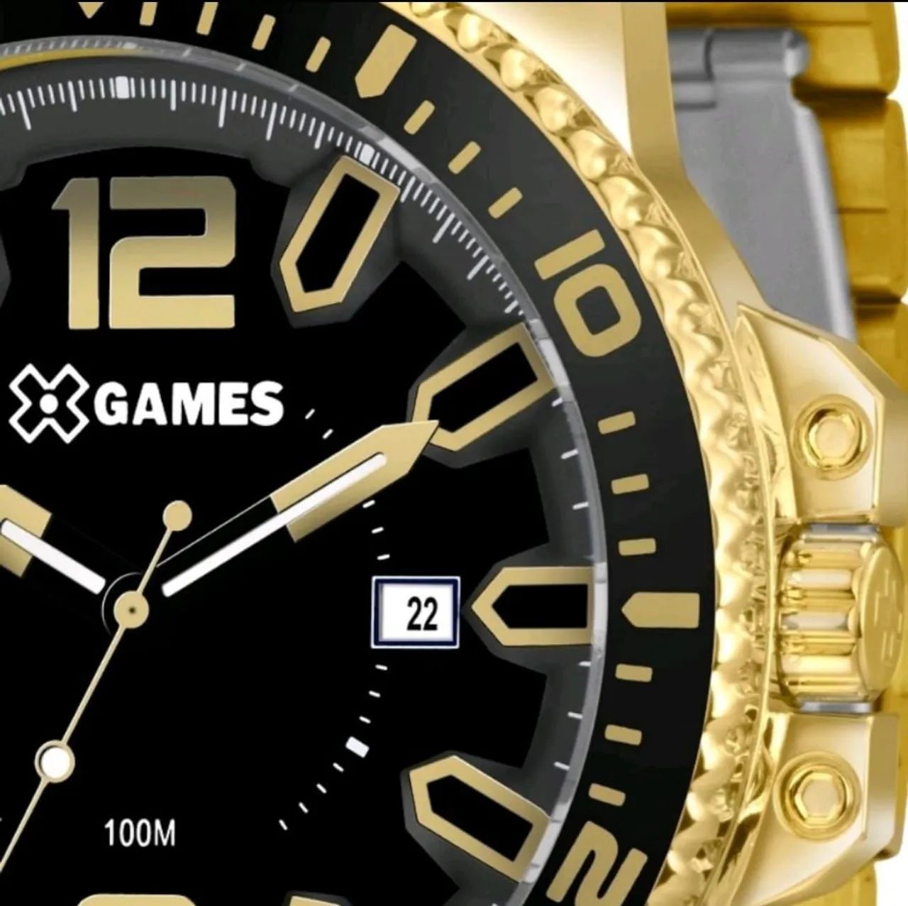 GAME & WATCH GOLD 3種セット Relógio Novo Dourado X Games Grande Robusto Qualidade Absurda