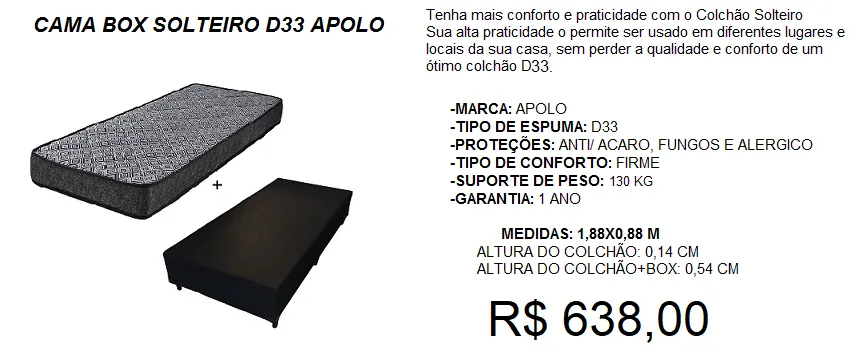 CAMA BOX SOLTEIRO D33