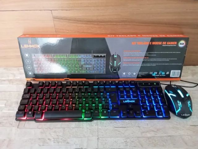 Kit Teclado e Mouse  Gamer Lehmox Led RGB Semi Mecânico - Foto 5