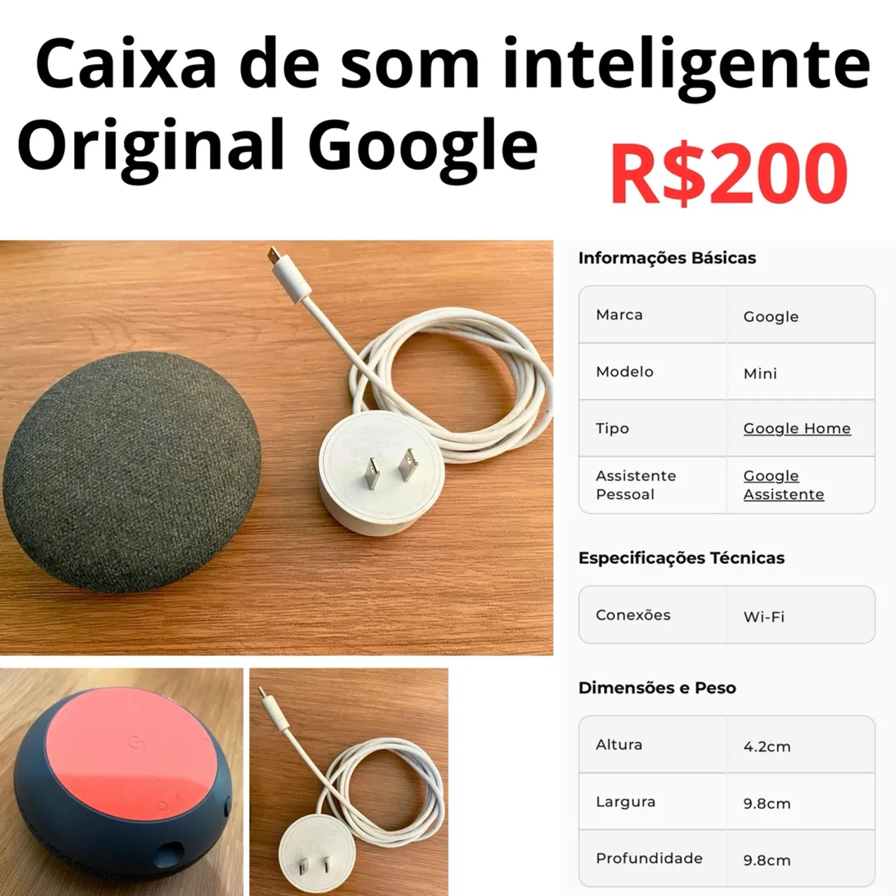 Caixa de Som Inteligente Google Mini - Original
