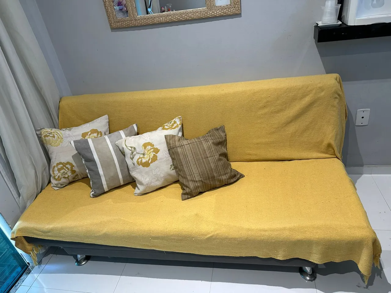 Sofá Cama reclinável cinza 3 lugares 1,80m