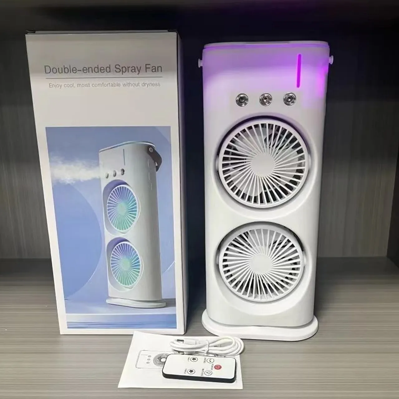 Climatizador Umidificador de Ar com Ventilador Duplo Giratório RGB