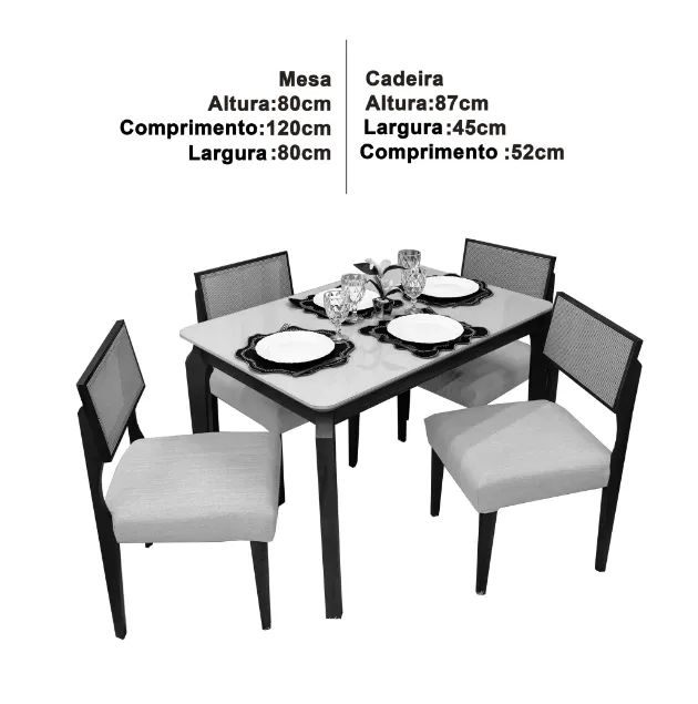 Mesa de Jantar Alegra 1.20×0.80 Com 4 Cadeiras Grécia- Produto Novo  - Foto 5