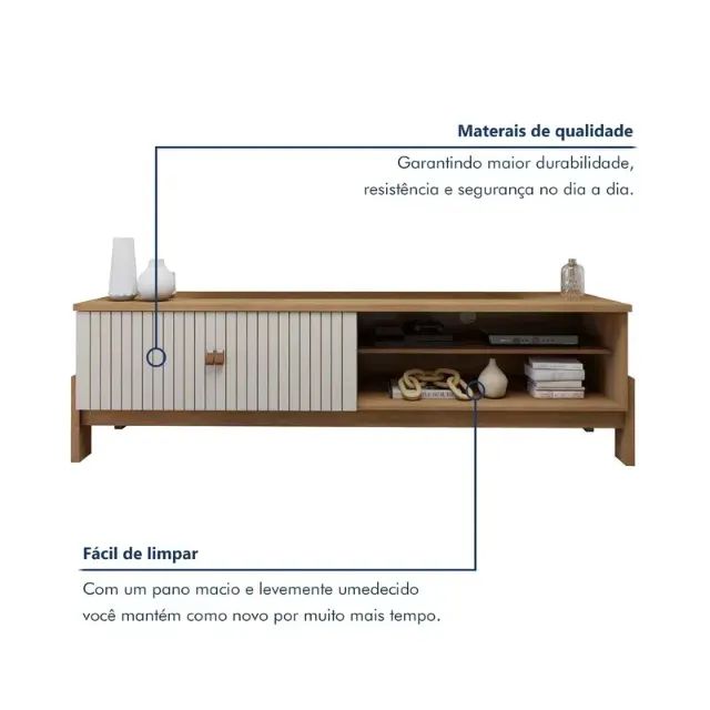 !!! FRETE GRATIS !!! Rack Bancada Ouro Preto Larg. 1.64m TV até 65 Polegadas - Foto 2