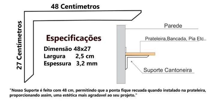 Par de Mão Francesa 50cm Branco - Foto 2