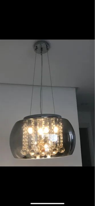 Lustre cristal prata 