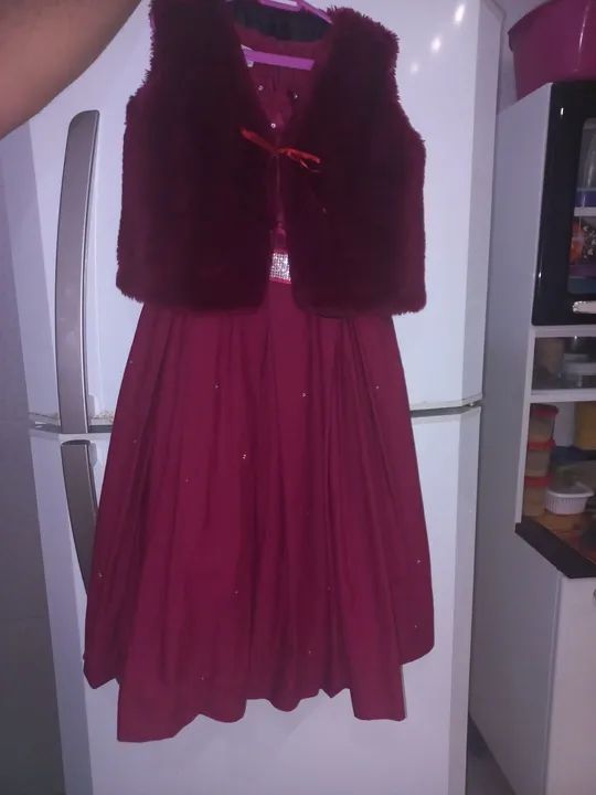 Vestido de festa infantil, cor Marsala Semi Novo. - Foto 3