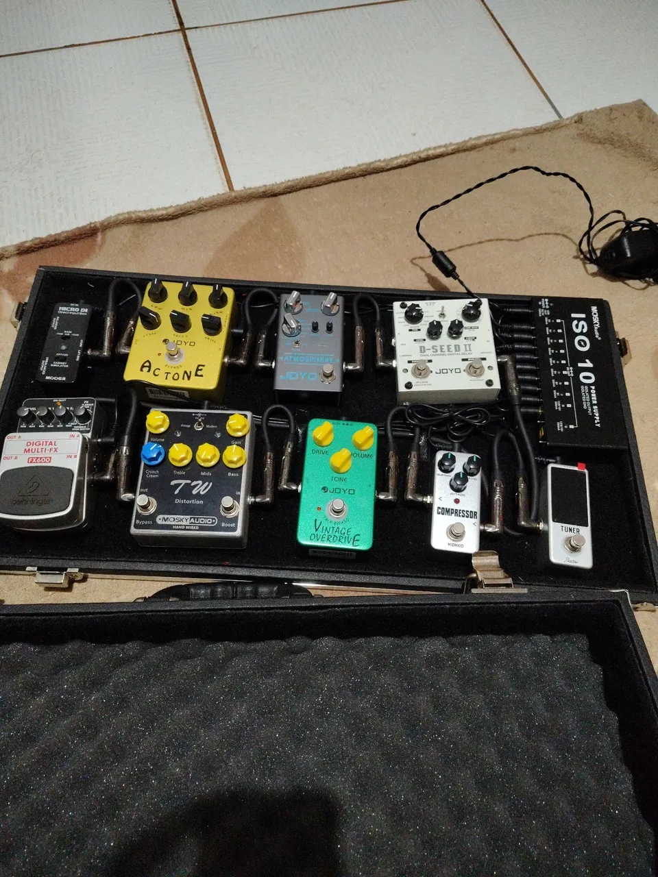 Set de pedais com pedalboard