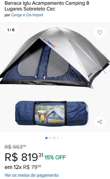 Barraca Mor de camping 8 pessoas - Foto 3