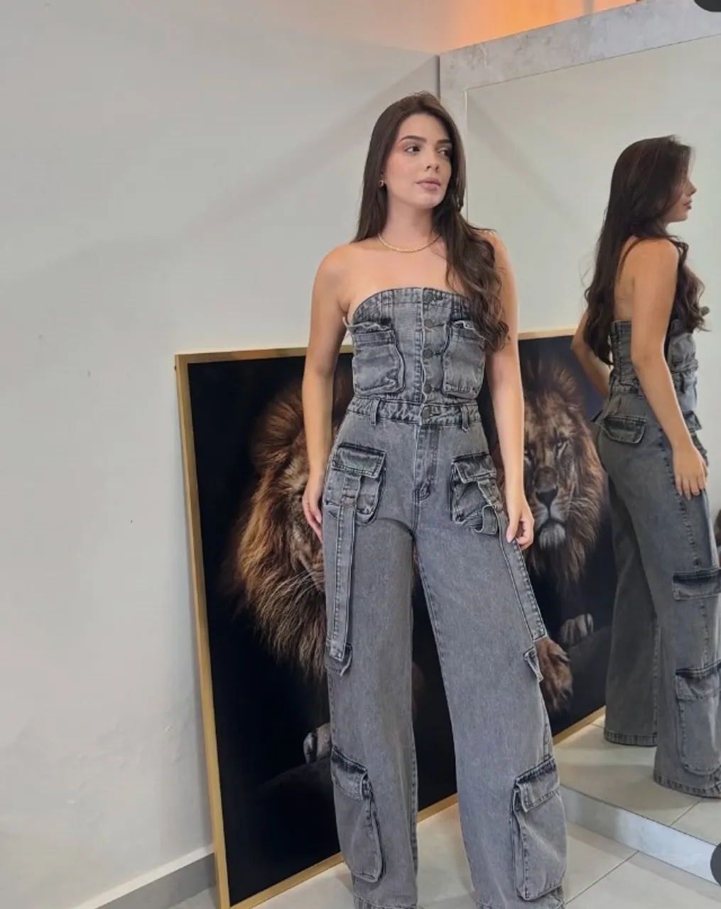 Macacão cargo jeans