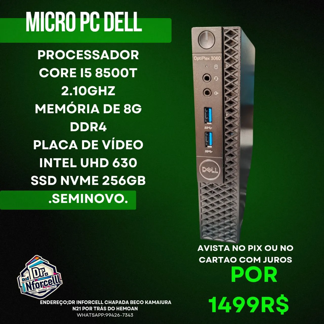 Micro PC Dell Optiplex 3060 Core i5 8GB SSD NVMe