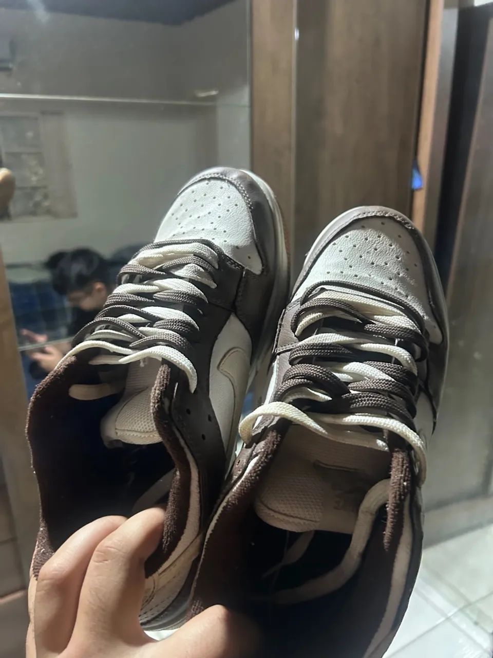 Tênis Nike Dunk Low Marrom e Branco - Foto 3