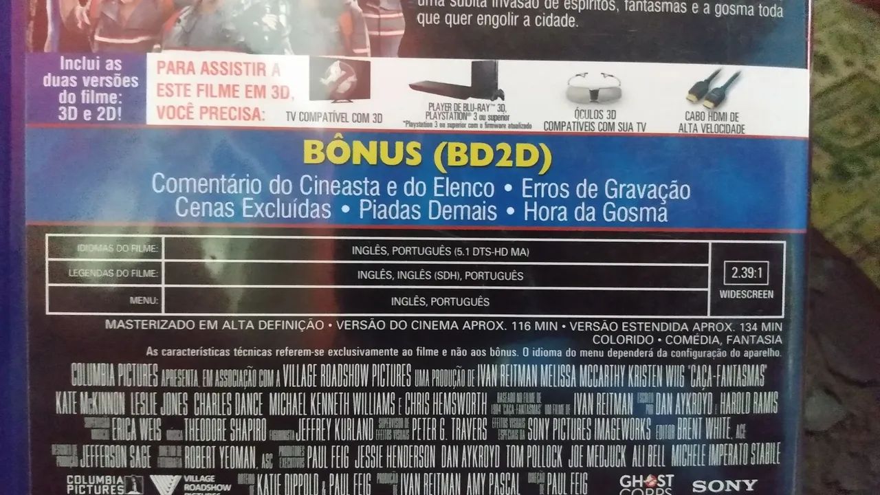 Blu-ray duplo 3D/ 2D caça fantasmas ótimo estado  - Foto 4