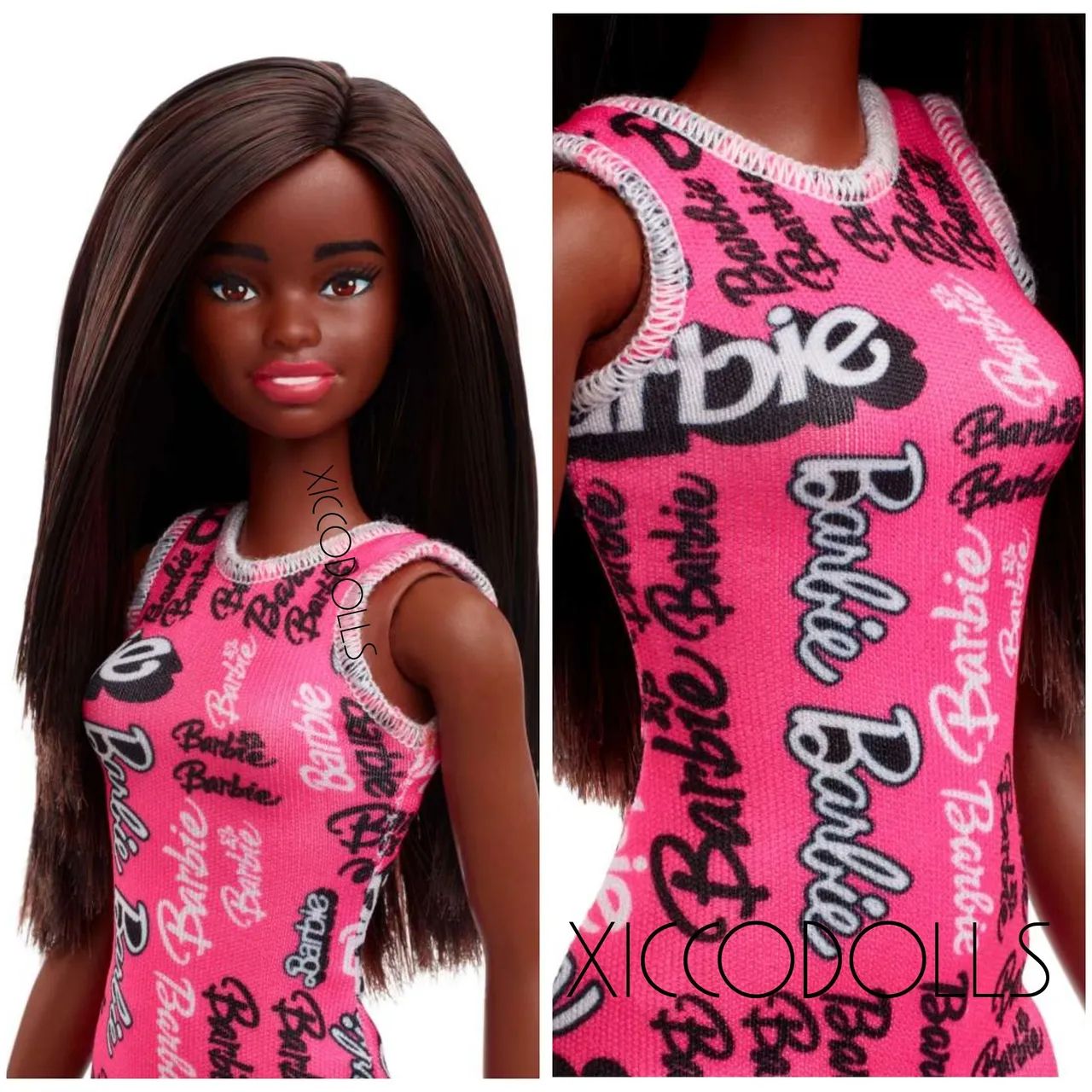 Boneca Barbie Negra com vestido Pink