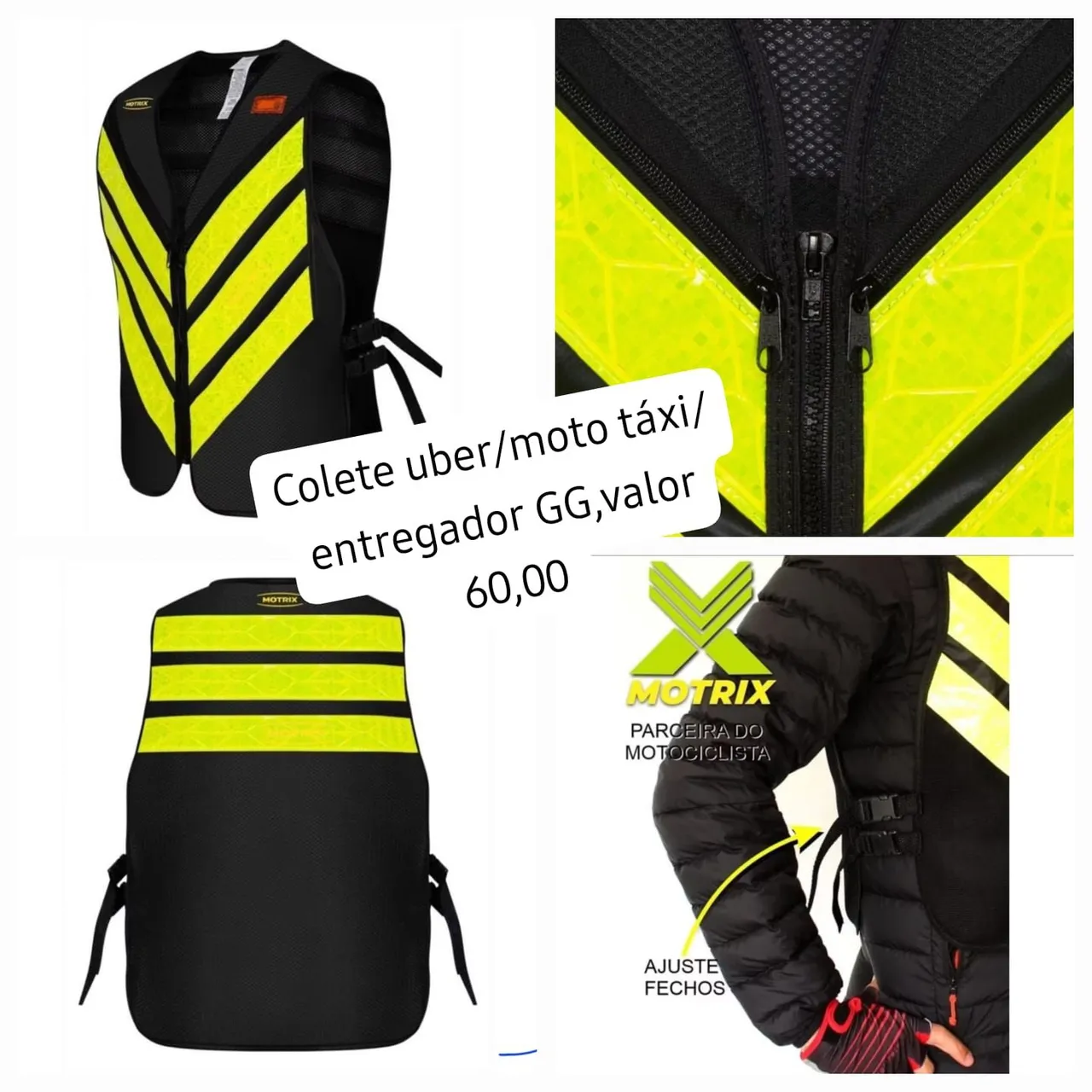 Colete de Segurança Uber/Moto Táxi/Entregador GG - Motrix