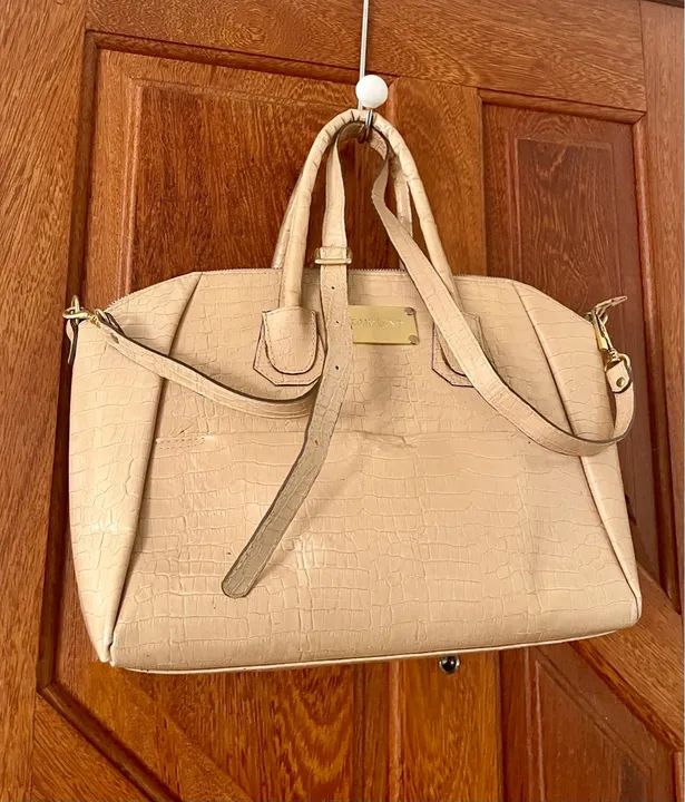 Bolsa nude croco em couro legítimo  - Foto 6