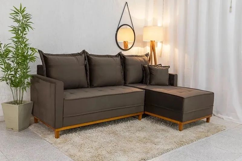 Sofá 3 Lug. Milão C/Chaise Lado Esquerdo Veludo Larg. 2.30m - Molas Ensacadas - Foto 5
