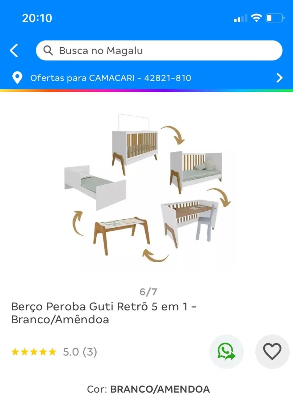 Berço bege / branco unissex. Acompanha mosquiteiro e colchão. - Foto 2