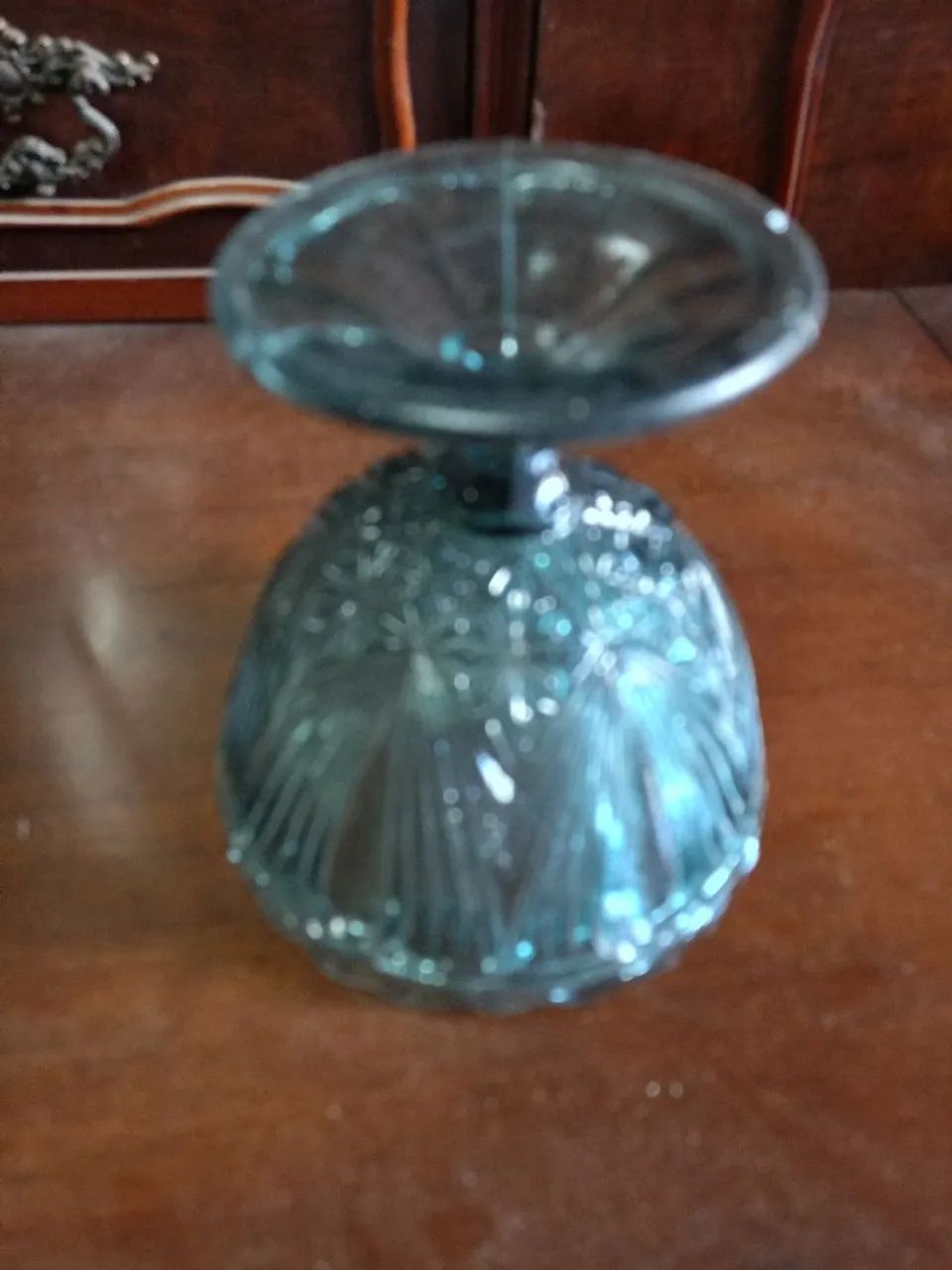 Compoteira de Vidro Azul Antiga - Foto 5