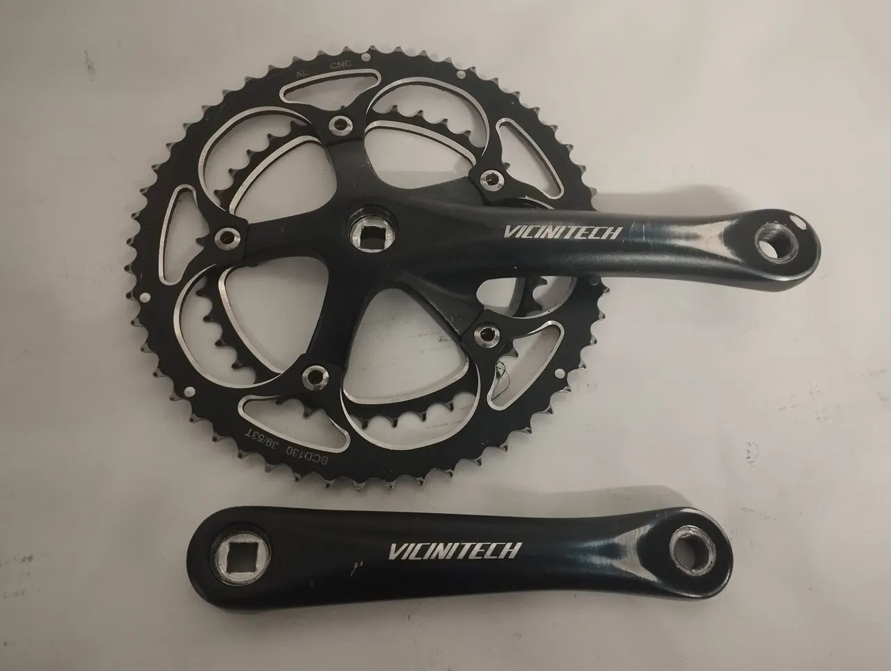 Jogo de Pedivela Vicinitech 53/39 BCD 130mm 172,5mm Preto Usado - Foto 2